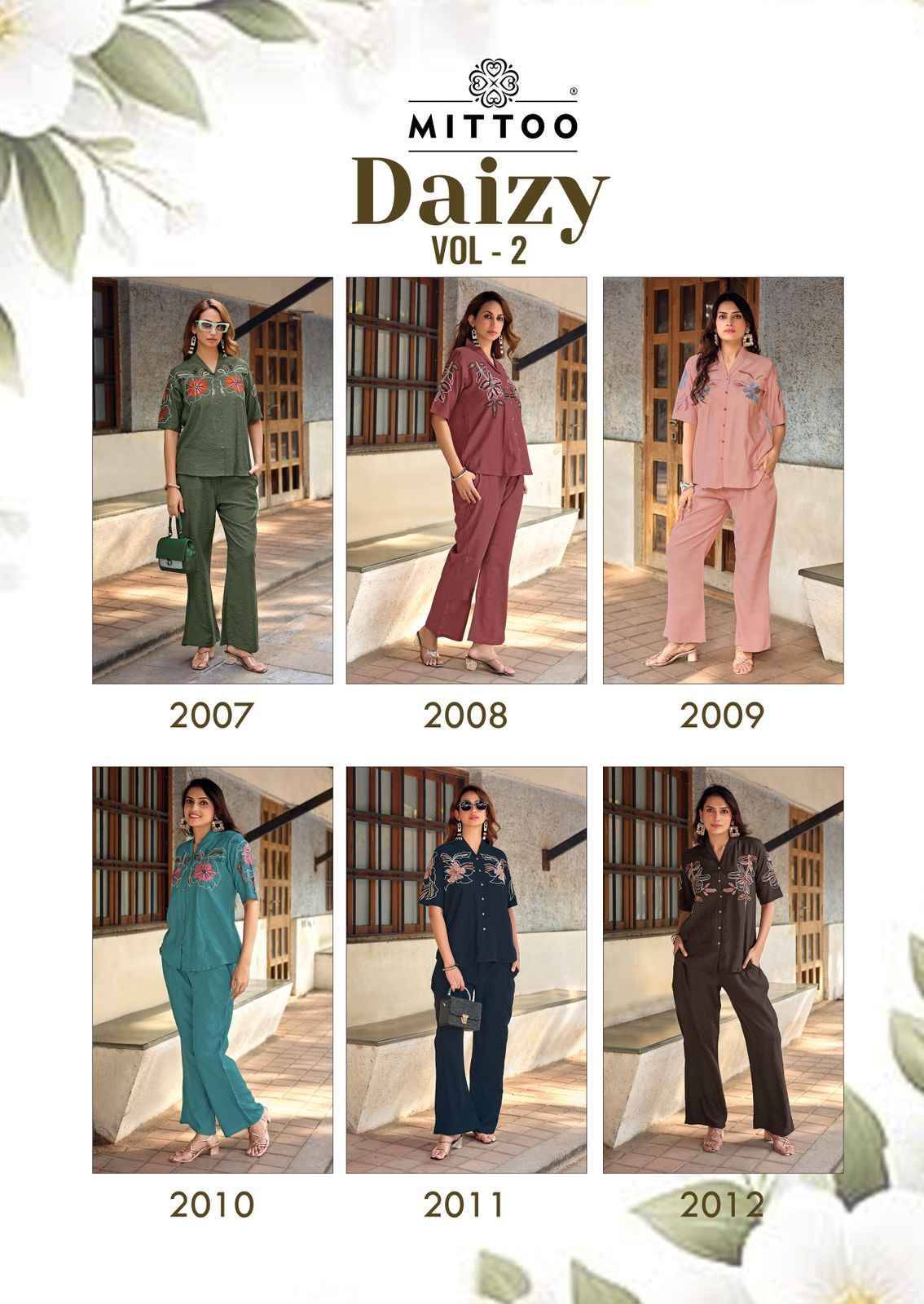 DAIZY VOL 2 By MITTOO 2007 to 2012 Series Designer Collection Viscose Co-ord Set At Wholesale Price